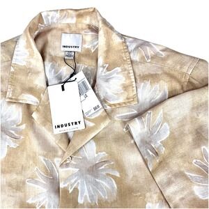Industry Republic Clothing Shirt Mens L Yellow Floral Button Up Short Sleeve NEW